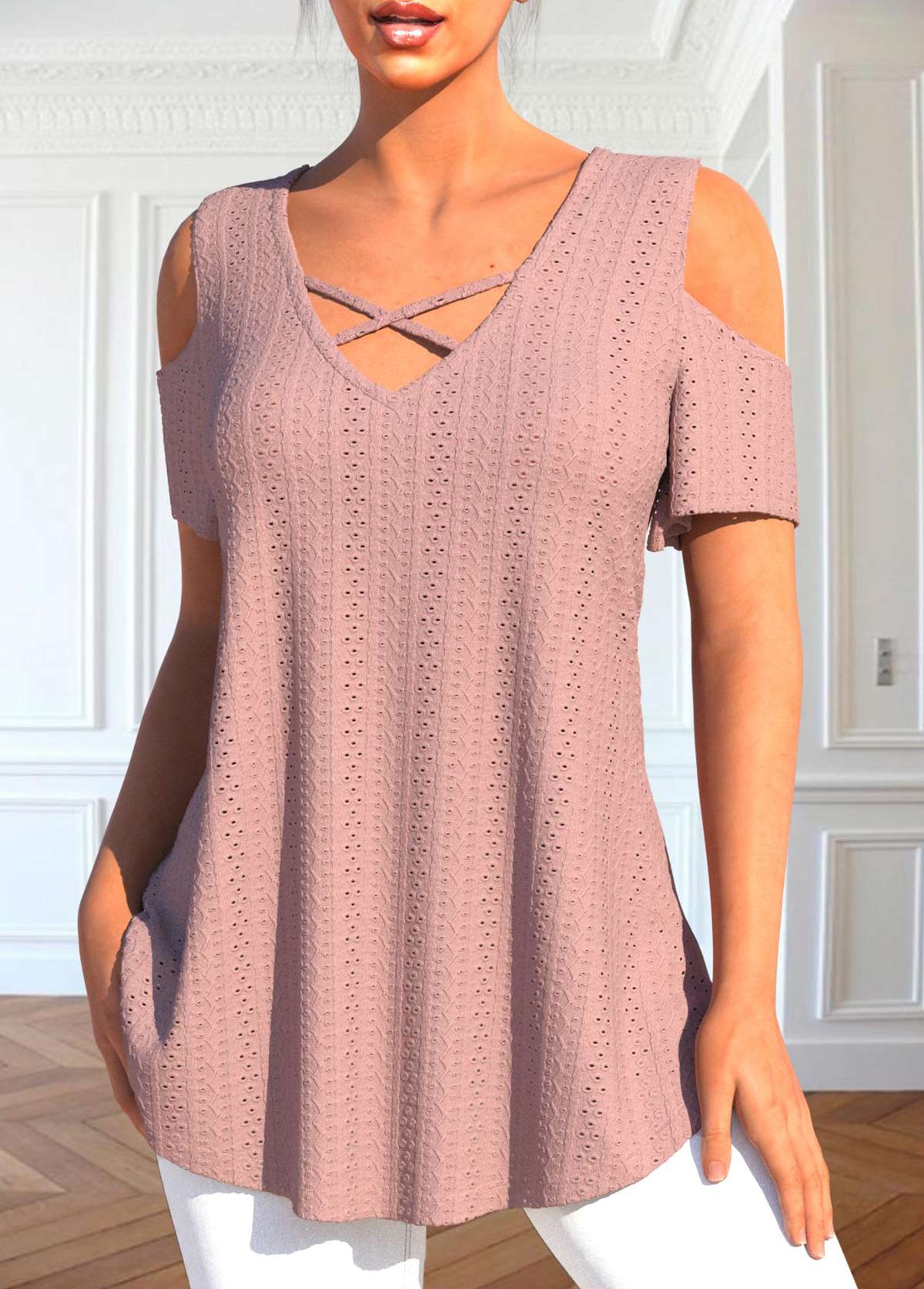 Dusty Pink Breathable Short Sleeve T Shirt