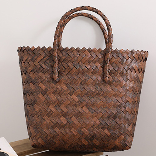 Dark Coffee Open Straw Hand Bag | picture 