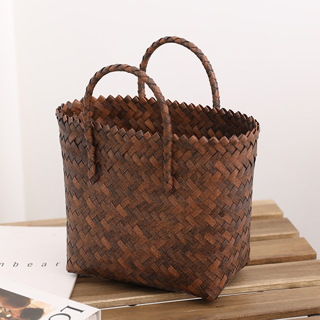 Dark Coffee Open Straw Hand Bag | picture 