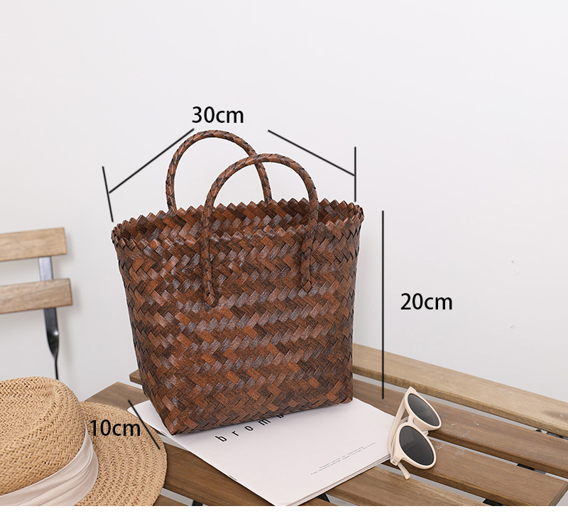 Dark Coffee Open Straw Hand Bag | picture 