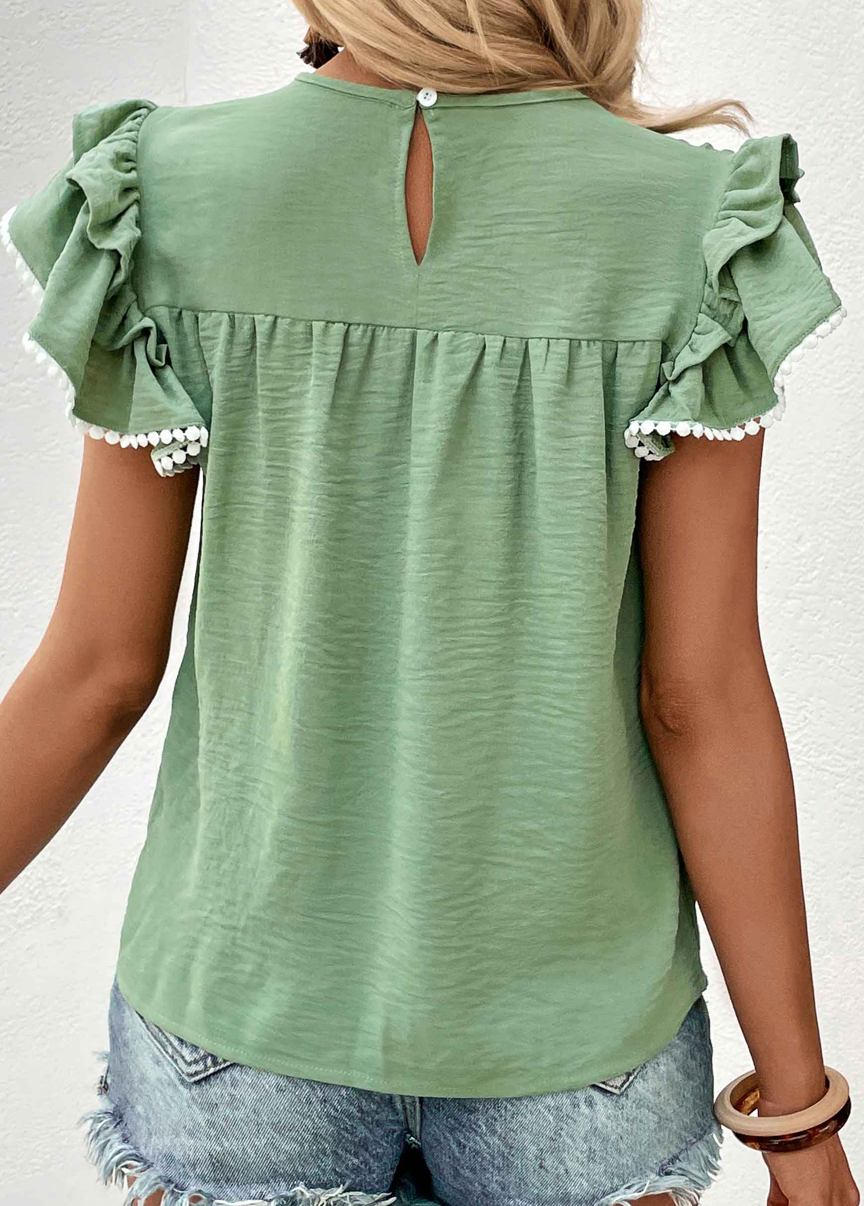 Light Green Patchwork Short Sleeve T Shirt