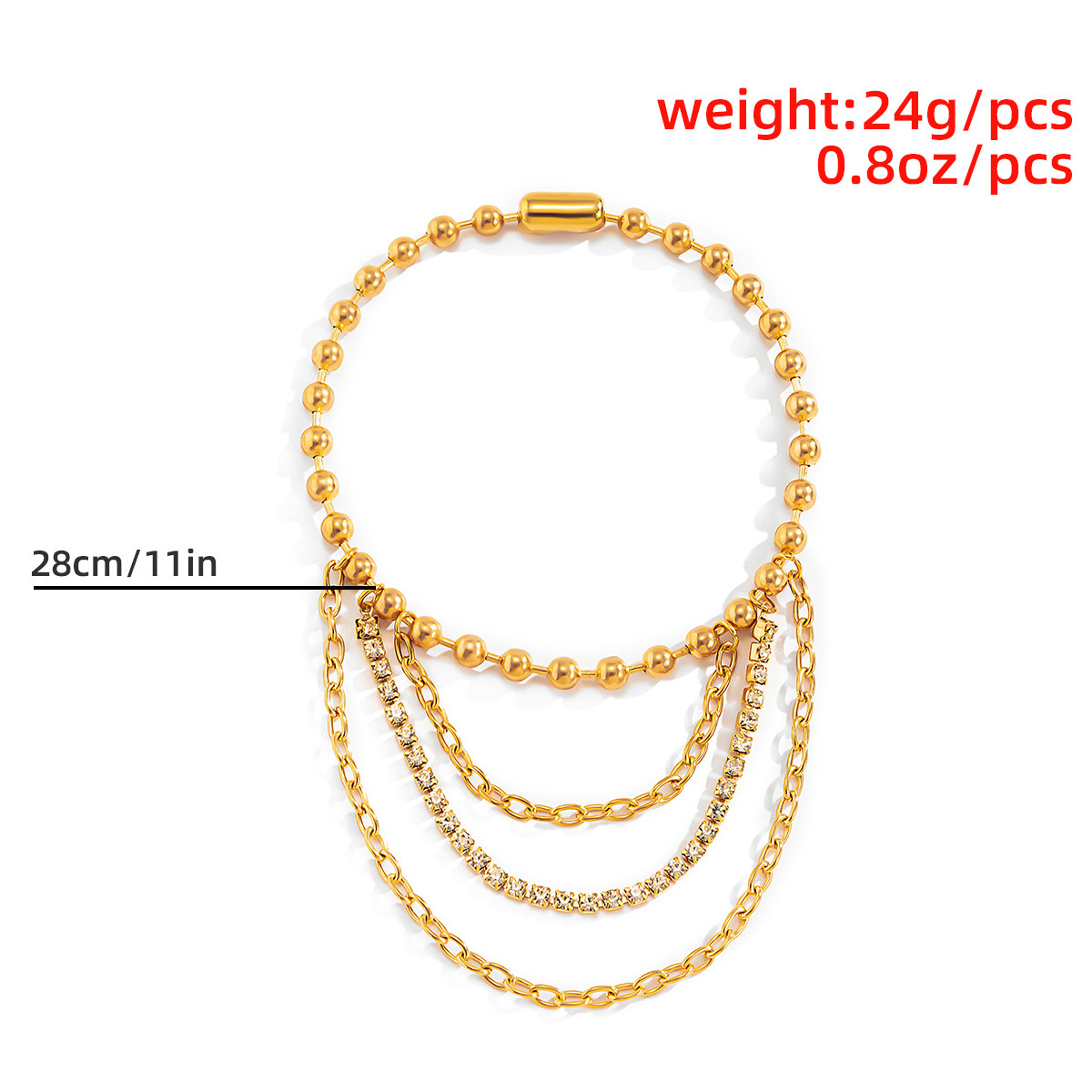Gold Color Alloy Detail Multi-layer Anklet | picture 