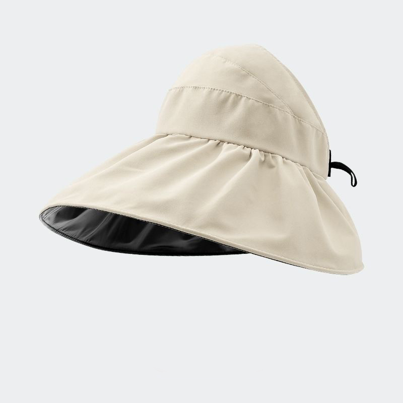 Beige Nylon Fold Detail Visor Hat