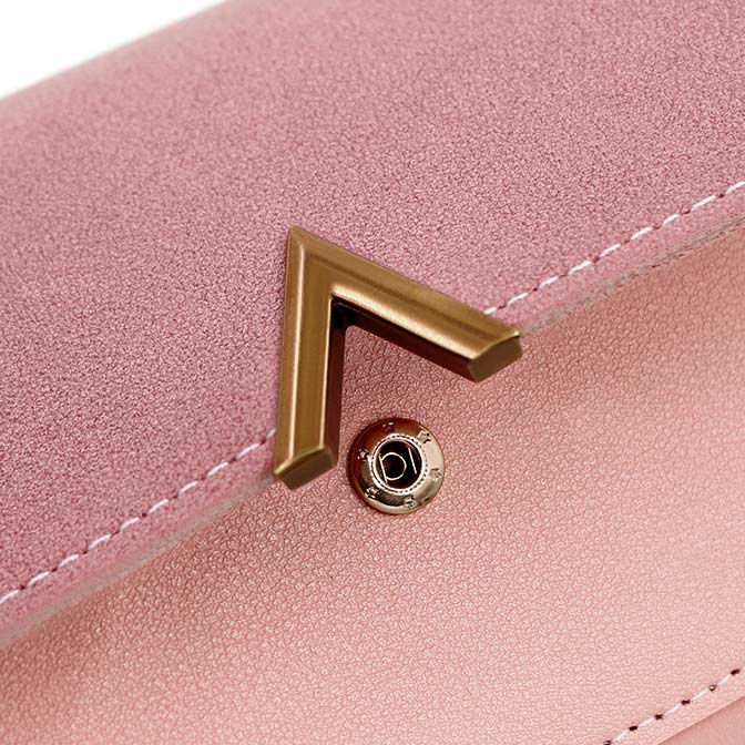 Metal Ring Detail Pink Hasp Wallet