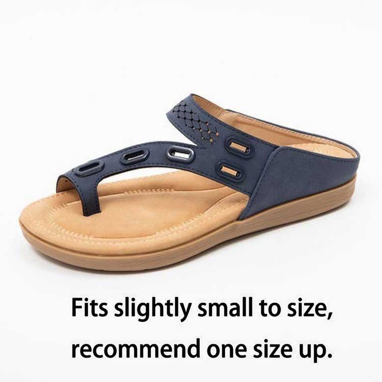 Navy Toe Post Falt Flip Slippers