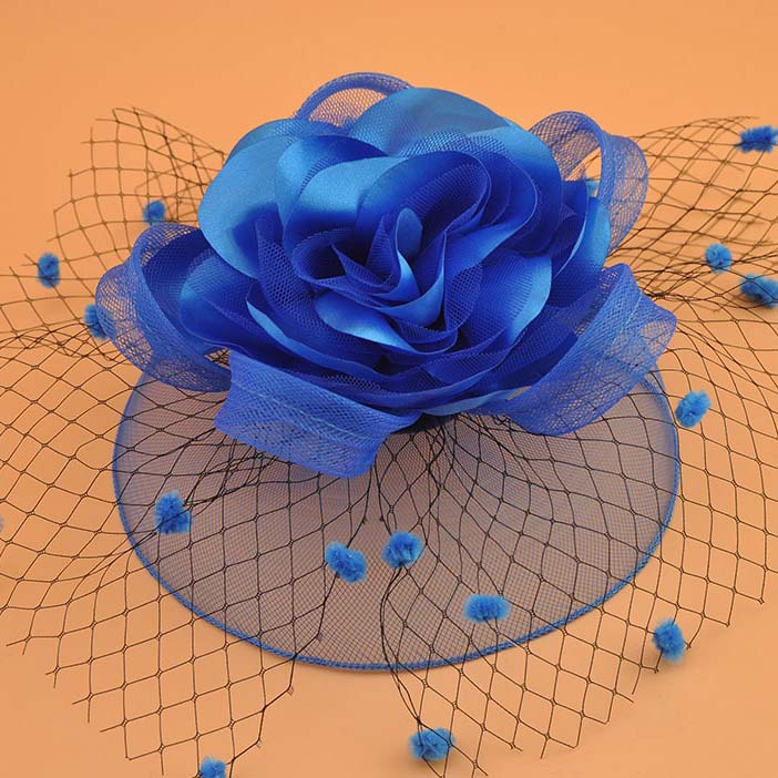 Blue Mesh Stitching Floral Design Hat