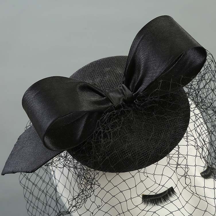 Black Retro Bowknot Design Hemp Hat