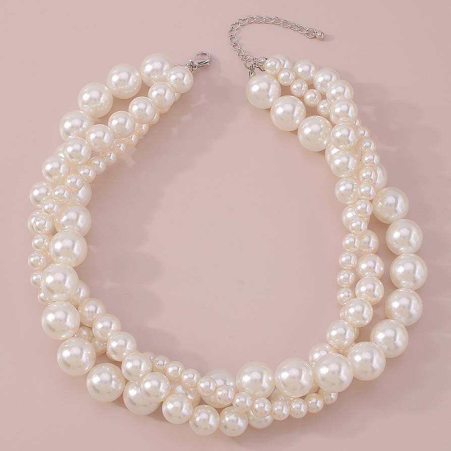 White Round Twist Pearl Design Necklace