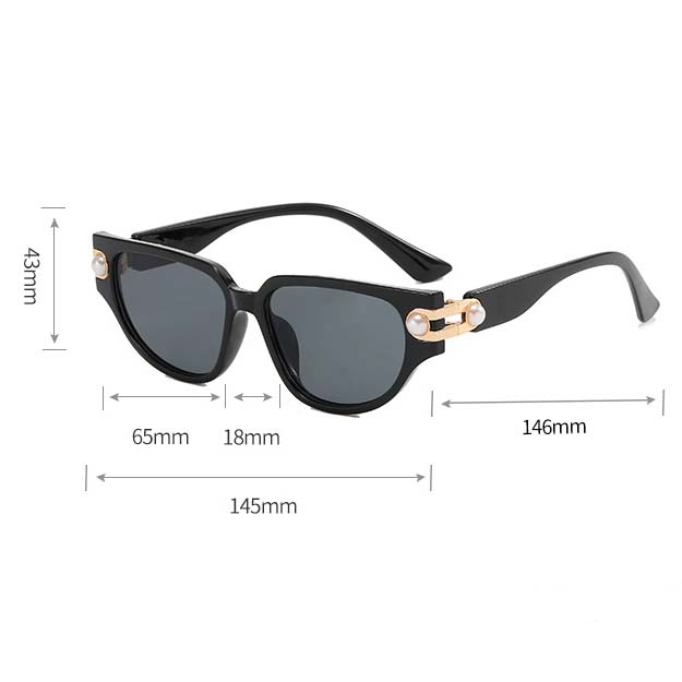 Plastic Detail Black Cat Eye Sunglasses