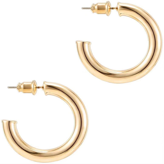 Geometric Pattern Alloy Detail Gold Round Earrings
