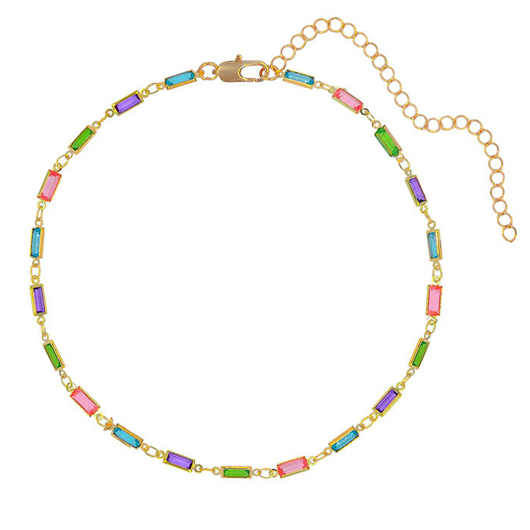 Multi Color Rectangle Geometric Design Necklace