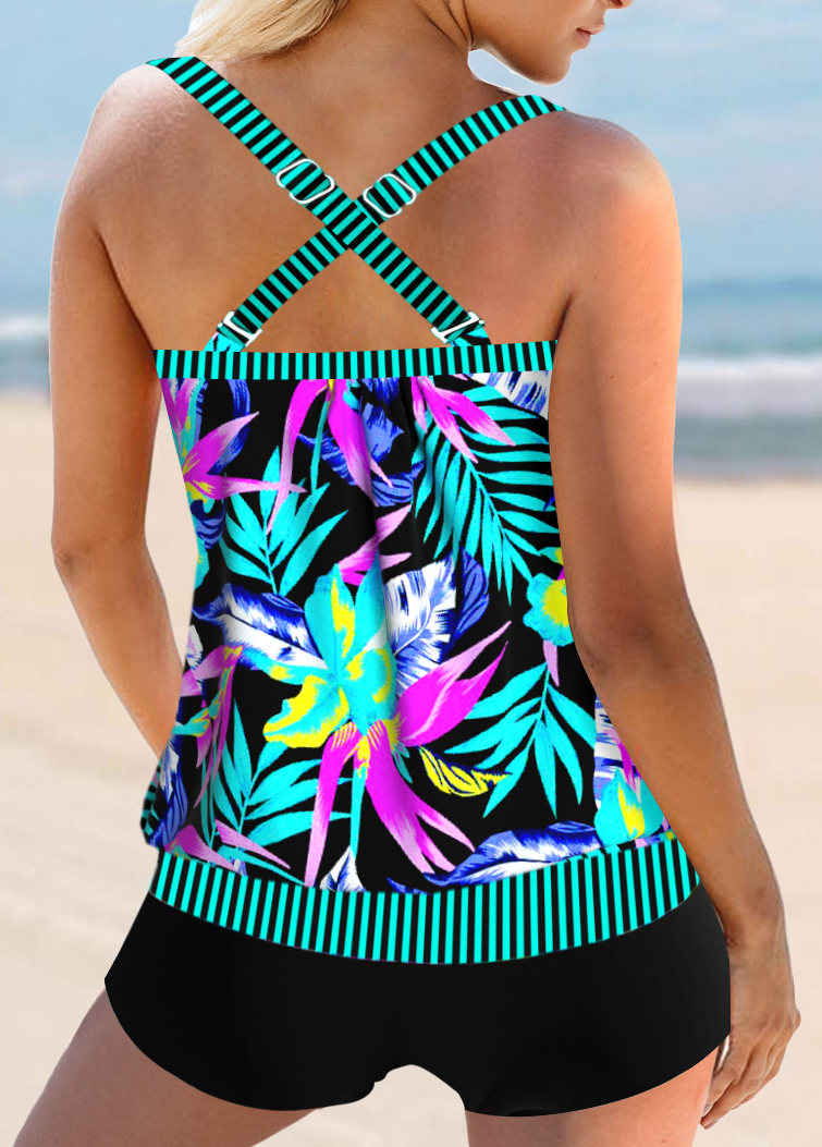 Patchwork Tropical Plants Print Multi Color Tankini Top | modlily.com ...