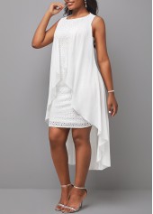 White Sleeveless Round Neck Hollow Embroidered Dress | thumb picture 