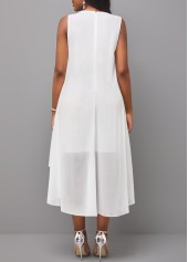 White Sleeveless Round Neck Hollow Embroidered Dress | thumb picture 
