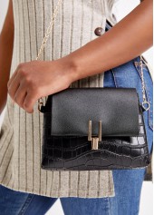 Black Pushlock Chains Design Shoulder Bag | thumb picture 