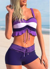 Mid Waisted Striped Purple Swim Shorts | thumb picture 