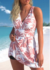 Criss Cross Floral Print Pink Tankini Top-No Bottom | picture 3