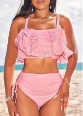 Patchwork High Waisted Light Pink Bikini Set | thumb picture 