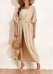Tie Light Coffee Belted Cover Up