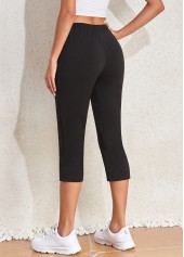 Black Pocket Regular Drawastring High Waisted Pants | thumb picture 