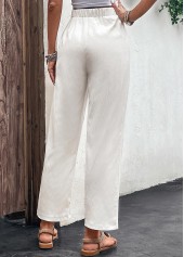 White Pocket Drawastring High Waisted Pants