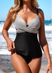 Criss Cross Mid Waisted Black Tankini Set | thumb picture 