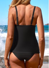 Criss Cross Mid Waisted Black Tankini Set | thumb picture 