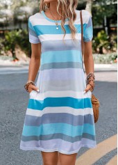 Multi Color Pocket Striped H Shape Dress
