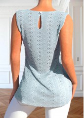 Dusty Blue Patchwork Round Neck Tank Top | thumb picture 