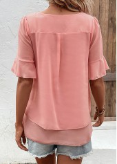 Pink Layered Short Sleeve Round Neck Blouse | thumb picture 