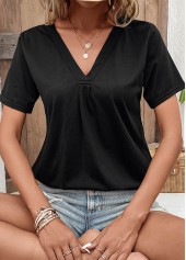Black Short Sleeve V Neck T Shirt | thumb picture 