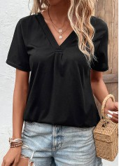 Black Short Sleeve V Neck T Shirt | thumb picture 