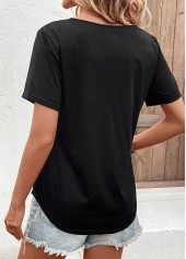 Black Short Sleeve V Neck T Shirt | thumb picture 