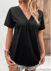 Black Short Sleeve V Neck T Shirt | thumb picture 