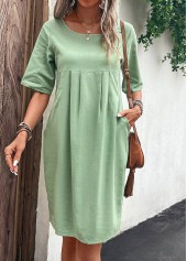 Green Pocket Half Sleeve Shift Dress | thumb picture 