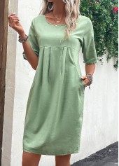 Green Pocket Half Sleeve Shift Dress | thumb picture 