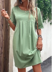 Green Pocket Half Sleeve Shift Dress | thumb picture 
