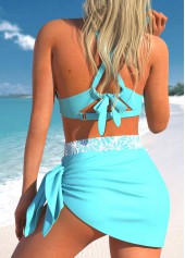Patchwork High Waisted Cyan Bikini Set | thumb picture 