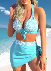 Patchwork High Waisted Cyan Bikini Set | thumb picture 