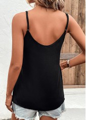 Black Button Strappy V Neck Camisole Top | thumb picture 