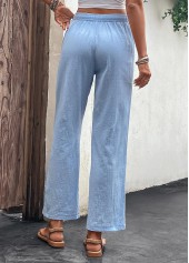 Light Blue Pocket Drawastring High Waisted Pants | thumb picture 