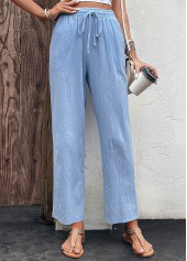 Light Blue Pocket Drawastring High Waisted Pants | thumb picture 
