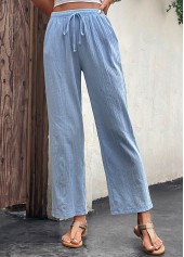 Light Blue Pocket Drawastring High Waisted Pants