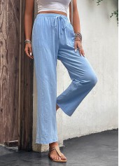 Light Blue Pocket Drawastring High Waisted Pants | thumb picture 