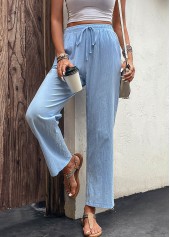 Light Blue Pocket Drawastring High Waisted Pants | thumb picture 