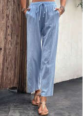 Light Blue Pocket Drawastring High Waisted Pants | thumb picture 