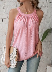 Pink Ruched Sleeveless Round Neck T Shirt | thumb picture 
