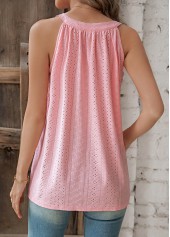 Pink Ruched Sleeveless Round Neck T Shirt | thumb picture 