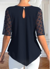 Navy Layered Short Sleeve Fake Two Piece Twinset | thumb picture 