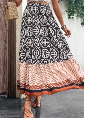 Multi Color Patchwork Tribal Print Maxi Skirt | thumb picture 